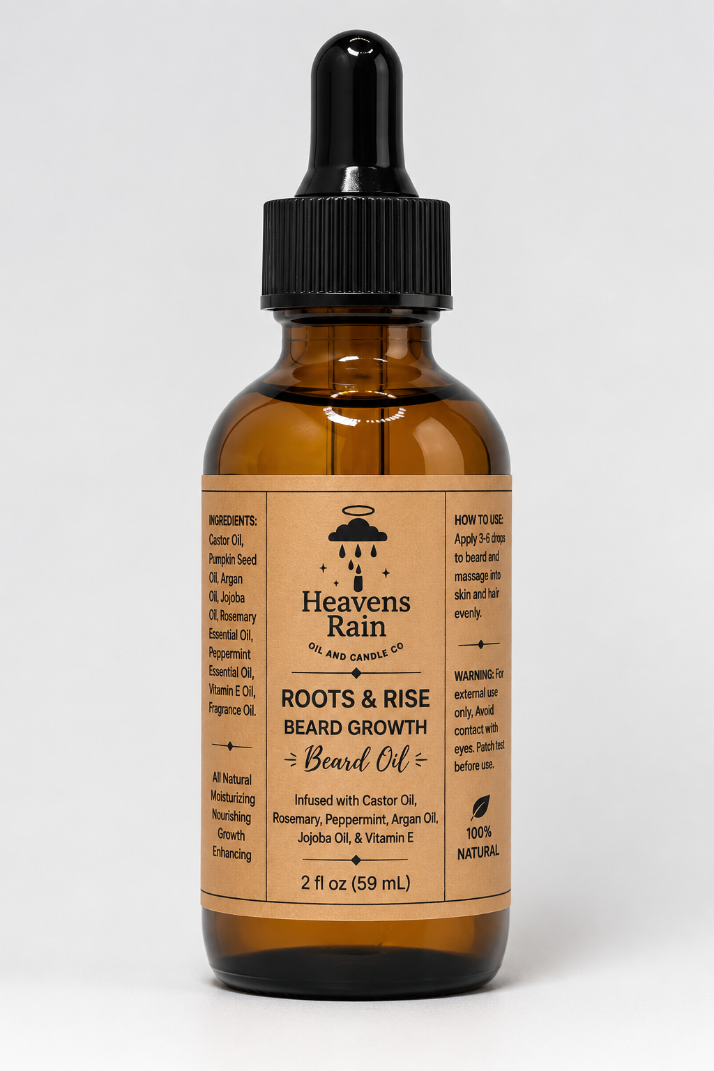 Heaven's Rain Roots & Rise Beard Growth Oil (2oz)